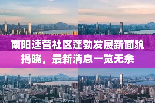 南陽(yáng)逵營(yíng)社區(qū)蓬勃發(fā)展新面貌揭曉，最新消息一覽無(wú)余