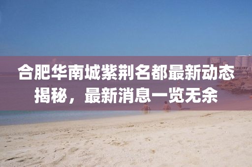 合肥華南城紫荊名都最新動態(tài)揭秘，最新消息一覽無余